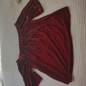 Velvet Off-Shoulder Top in Rich Burgundy
